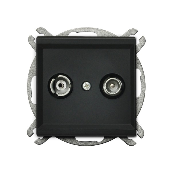 

Розетка Ospel GPA-RK/m/33 RTV, оконечная, черный металлик, GPA-RK/m/33