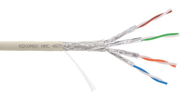 

Кабель витая пара S/FTP 7A кат. 4 пары NIKOMAX NMC 4575L-IY 23AWG(0.58 мм), медь, одножильный (solid), внутренний, полимерный материал, нг(A)-LSLTx, с, NMC 4575L-IY