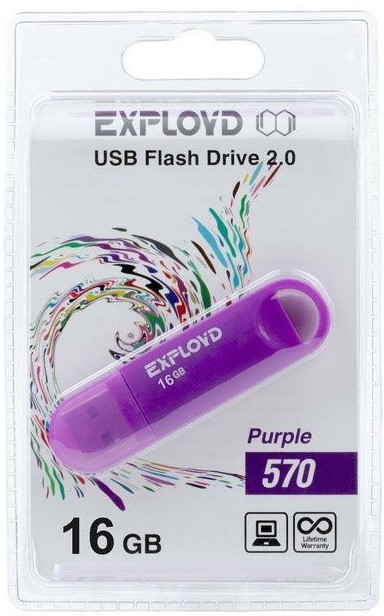 

Накопитель USB 2.0 16GB Exployd EX-16GB-570-Purple 570, пурпурный, EX-16GB-570-Purple