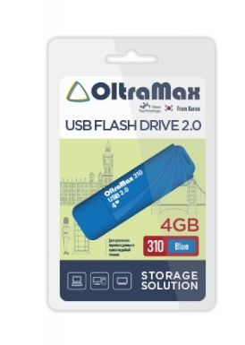 

Накопитель USB 2.0 4GB OltraMax OM-4GB-310-Blue 310 синий, OM-4GB-310-Blue