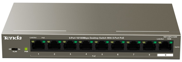 фото Коммутатор неуправляемый Tenda TEF1109P-8-102W в Казани