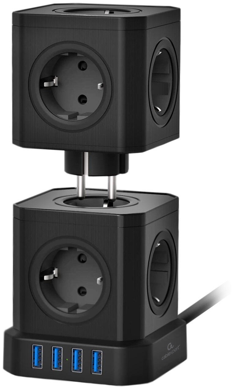 

Сетевой фильтр Cablexpert TWR-9-U4-B-2 Tower, 9р, 16А, 4хUSB, 3.1А, 2м, ур.защиты 4+, черный, TWR-9-U4-B-2