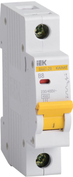 Изображение товара Автоматический выключатель IEK MVA20-1-008-B 8 А для защиты электропроводки