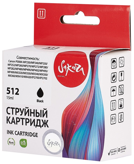 

Картридж струйный Sakura 2969B007 (512 Black) для Canon PIXMA MP230/MP240/MP250/MP252/MP260/MP270/MP272/MX330/MX340/MX350/MX360/MX410/MX420/IP2700/IP2, 2969B007 (512 Black)