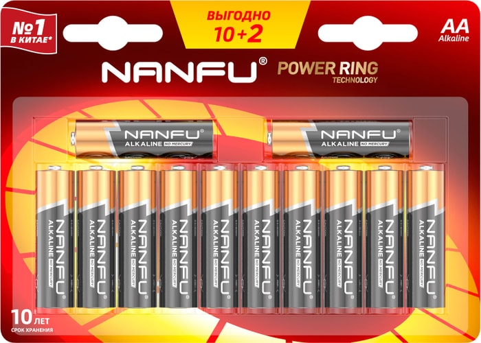 

Батарейка Nanfu LR6 12B(10+2) AA (10+2шт.), LR6 12B(10+2)