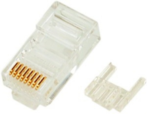 Коннектор NikoMax NMC-RJ88RZ50UE3-100 под витую пару RJ45/8P8C, Кат.6, покрытие 50мкд, универсальный, с длинной вставкой, уп-ка 100шт