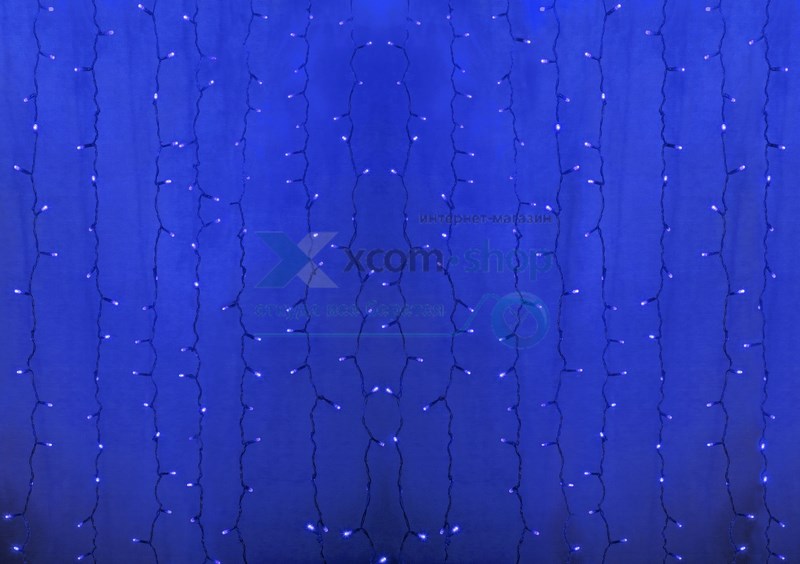 

Гирлянда NEON-NIGHT 235-153-6 светодиодный дождь 2х3м, постоянное свечение, прозрачный провод, 230 В, диоды синие, 448 LED, 235-153-6
