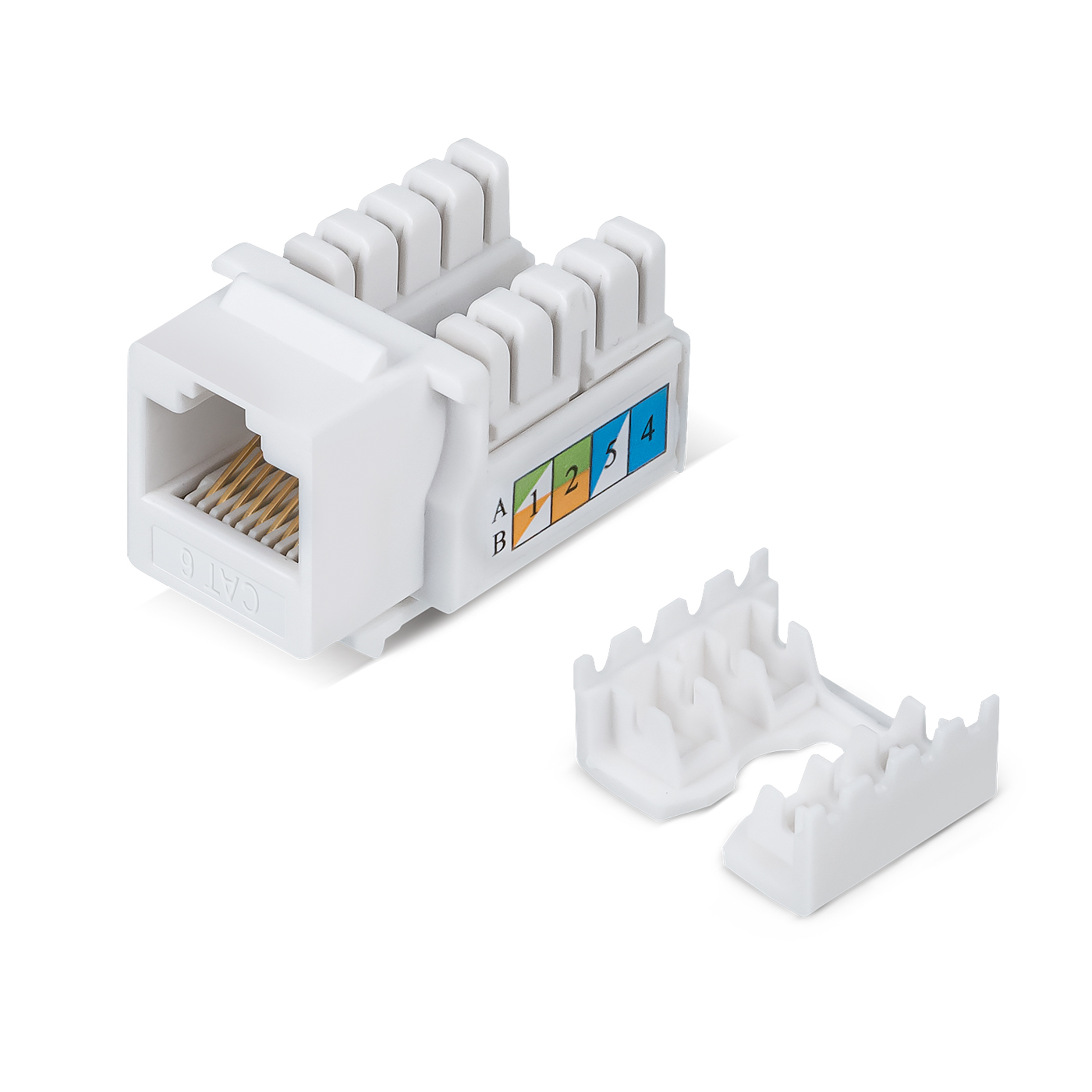 

Модуль Cabeus KJ-RJ45-Cat.6-90 (вставка) Keystone Jack RJ-45, категория 6, заделка тип 110, белая, KJ-RJ45-Cat.6-90
