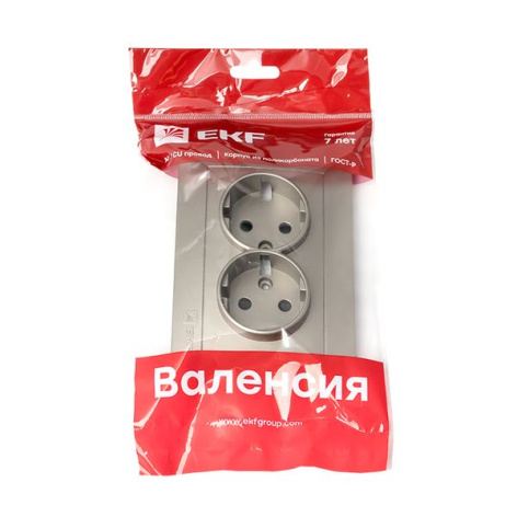 фото Накладка розетки двойной с заземлением  EKF ESR16-L-128-40 в Екатеринбурге