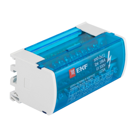 Изображение товара Шина EKF sn0-2x11 для нулевых проводников, IP20, 2 полюса, 125 А