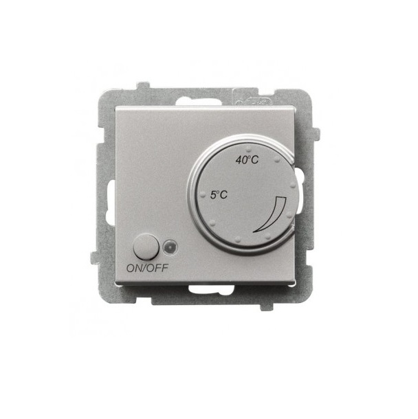

Терморегулятор Ospel RTP-1R/m/38 с датчиком температуры пола, 230V, клеммы винтовые, серебро матовое, RTP-1R/m/38