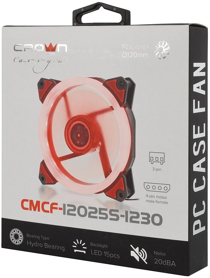 

Вентилятор для корпуса Crown CMCF-12025S-1230 CM000002227 (120*120*25мм, 1650rpm, 60CFM, 23dBA, 3pin), CMCF-12025S-1230