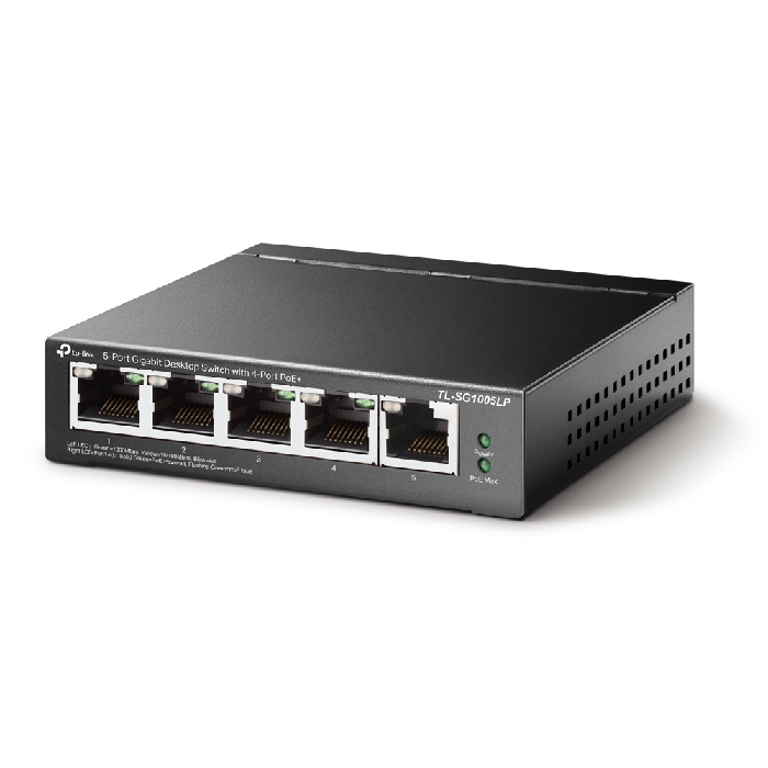 

Коммутатор TP-LINK TL-SG1005LP 5-портовый гигабитный неуправляемый с 4 портами PoE+, металлический корпус, настольная установка, бюджет PoE 40 Вт, TL-SG1005LP
