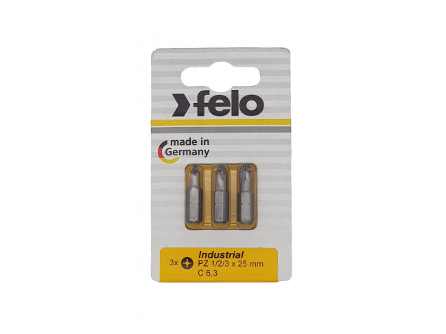 

Бита Felo 02193216 крестовая PZ 1/PZ 2/PZ 3X25, 3 шт в блистере, 02193216