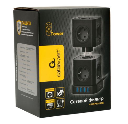 фото Сетевой фильтр  Cablexpert TWR-9-U4-W-2 в Казани