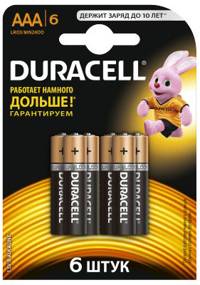 Изображение товара Duracell LR03 Basic Батарейки AAA 6 шт высокая емкость надёжный источник питания