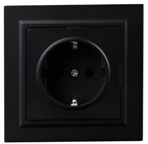 

Розетка с заземлением в сборе IEK BR-R14-16-K02-F BRITE с защитными шторками 16А РСР14-1-0-БрЧ Черный, BR-R14-16-K02-F