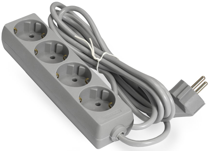

Удлинитель Exegate ECE-4-3G EX285814RUS 4 евророзетки с заземлением, 3м, серый, ECE-4-3G