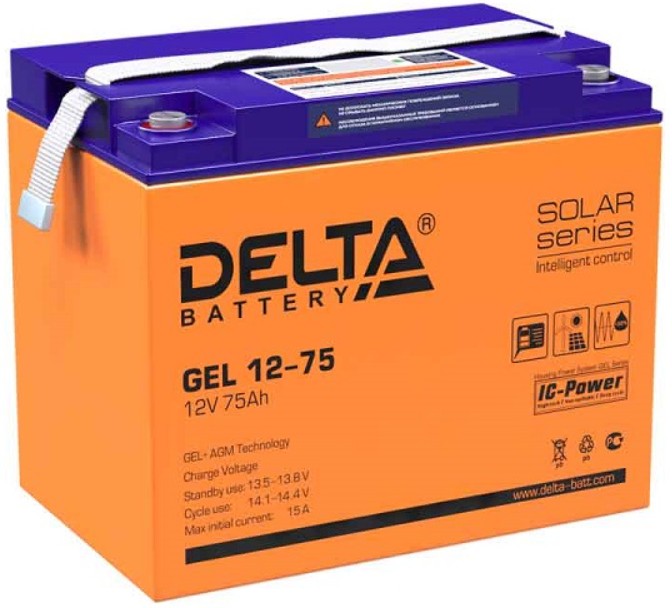 

Батарея Delta GEL 12-75 12В, 75Ач, GEL 12-75