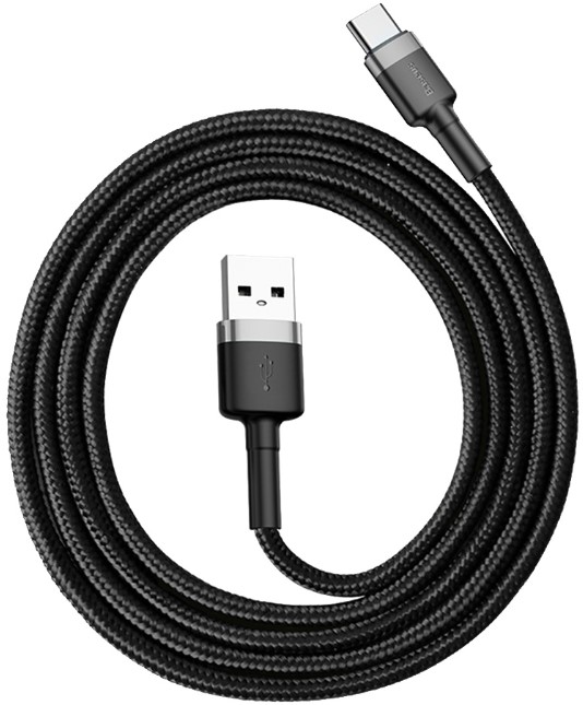 

Кабель интерфейсный Baseus CATKLF-CG1 USB Type A - Type-C 2A, нейлоновая оплётка, 2m gray+black, CATKLF-CG1