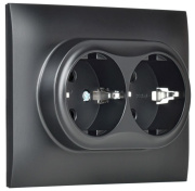 фото Розетка двухместная с заземлением в сборе  IEK SK-R24-16-K02-F