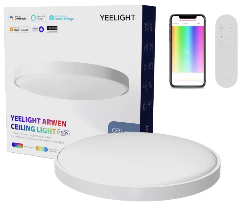 

Светильник потолочный Xiaomi Yeelight Arwen Ceiling Light 450S YXDS0320001WTEU умный, с RGB подсветкой, 2700-6500K, 3000lm, Yeelight Arwen Ceiling Light 450S