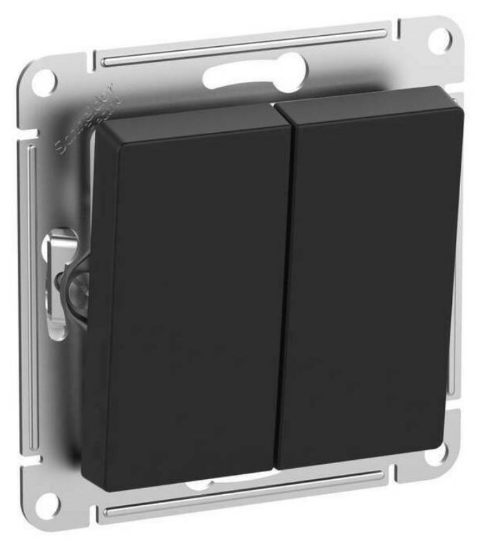 

Выключатель двухклавишный Systeme Electric ATN441051 AtlasDesign AQUA IP44, сх.5, 10АХ, механизм, карбон, ATN441051
