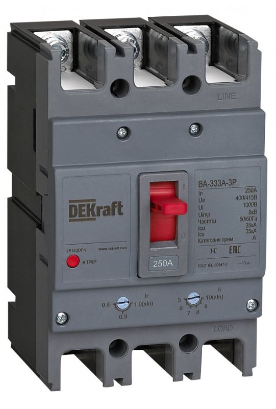 

Автоматический выключатель DEKraft 28121DEK cиловой 3P 160A 35кА ВА-333А, 28121DEK