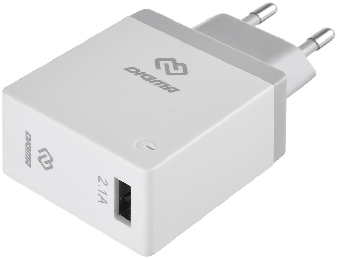 

Зарядное устройство сетевое Digma DGWC-1U-2.1A-WG USB, 2.1A, белое, DGWC-1U-2.1A-WG
