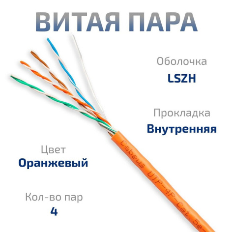 фото Кабель витая пара U/UTP 5e кат. 4 пары Cabeus UTP-4P-Cat.5e-SOLID-LSZH в Краснодаре