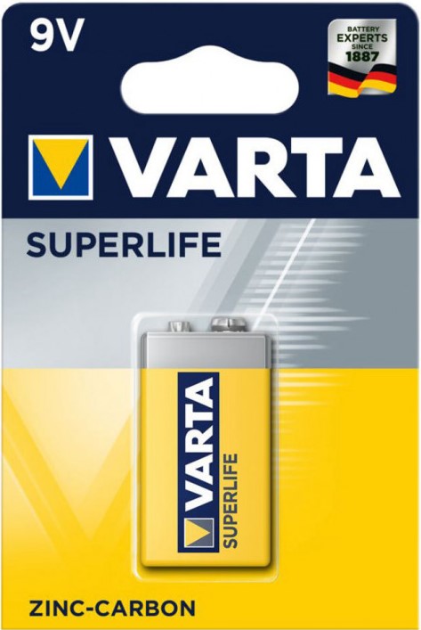 

Батарейка Varta SUPERLIFE Крона 6F22 02022101411 BL1 Heavy Duty 9V (2022) (1/10/50), SUPERLIFE Крона 6F22