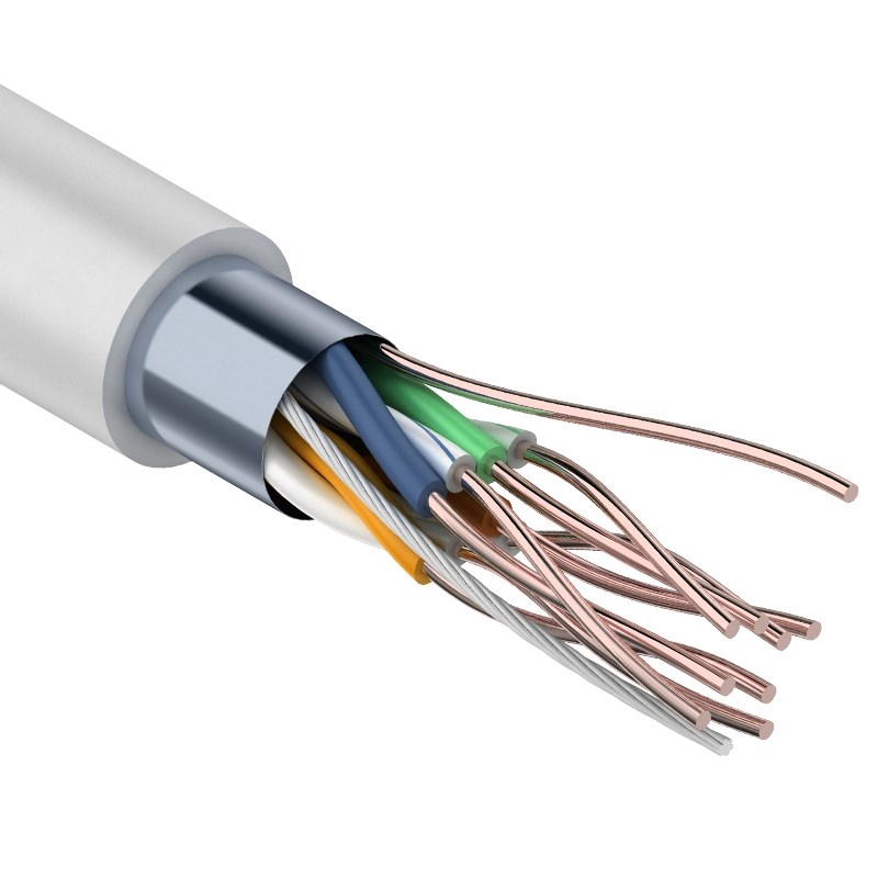 

Кабель витая пара F/UTP 5e кат. 4 пары Rexant 01-0143 24AWG(0.50 мм), медь, одножильный (solid), внутренний, PVC, серый, уп/305м, 01-0143