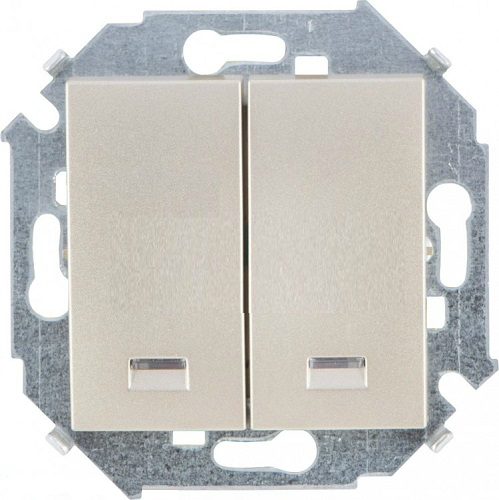 

Выключатель Simon 1591392-034 Simon 15 Шампань 2-клавишный с подсветкой, 16А, 250В, винт.заж., 1591392-034