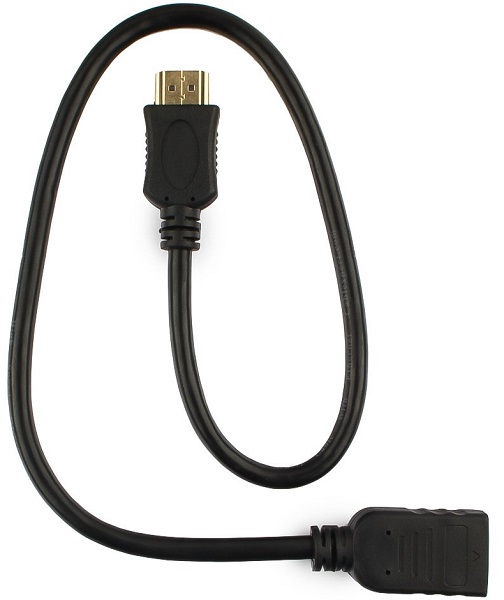 

Кабель интерфейсный HDMI удлинитель Cablexpert CC-HDMI4X-0.5M v2.0, 19M/19F, черный, позол.разъемы, экран, CC-HDMI4X-0.5M