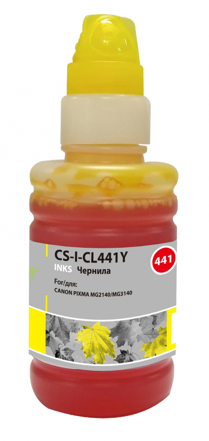 

Чернила для заправки Cactus CS-I-CL441Y желтый (100мл) Canon Pixma MG2140/MG3140, CS-I-CL441Y