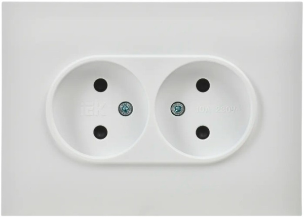 фото Розетка двухместная без заземления в сборе IEK SK-R23-10-K01-F в Казани