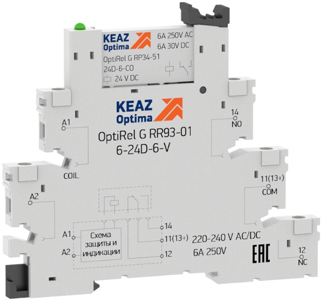 

Модуль реле КЭАЗ 282947 OptiRel G RM38-51-220-240U-6-V-CO-G, 282947