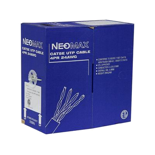 

Кабель витая пара U/UTP 5e кат. 4 пары Neomax NM10101 24AWG(0.51 мм), медь, одножильный (solid), внутренний, PVC, серый, уп/305м, NM10101