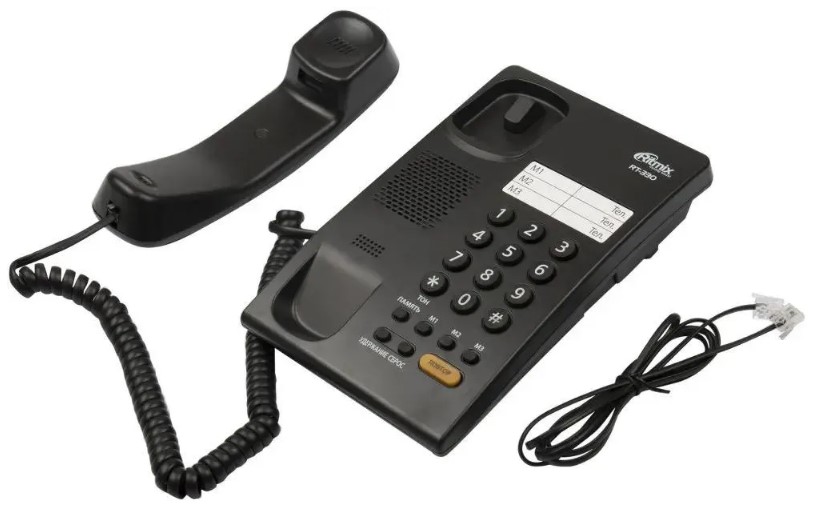 

Телефон проводной Ritmix RT-330 15118350 черный, RT-330