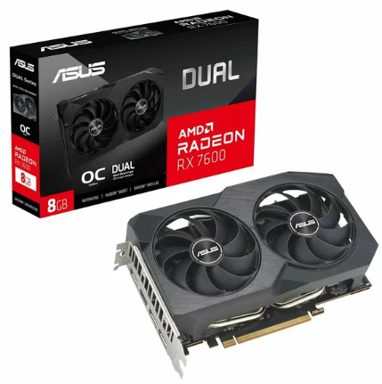 Видеокарта PCI-E ASUS Radeon RX 7600 Dual OC (90YV0IH2-M0NA00) 8GB GDDR6 128bit 6nm 1770/18000MHz HDMI/3*DP RTL