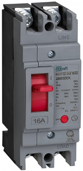 Изображение товара Автоматический выключатель ВА-300 DEKraft 28003DEK литой корпус 2П 16А