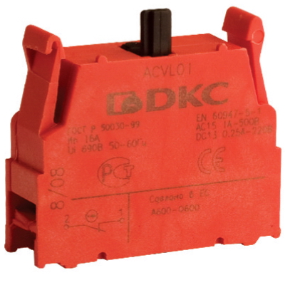 

Контактный блок DKC ACVL02 с клеммными зажимами под винт, нормально-открытый, "Quadro", ACVL02