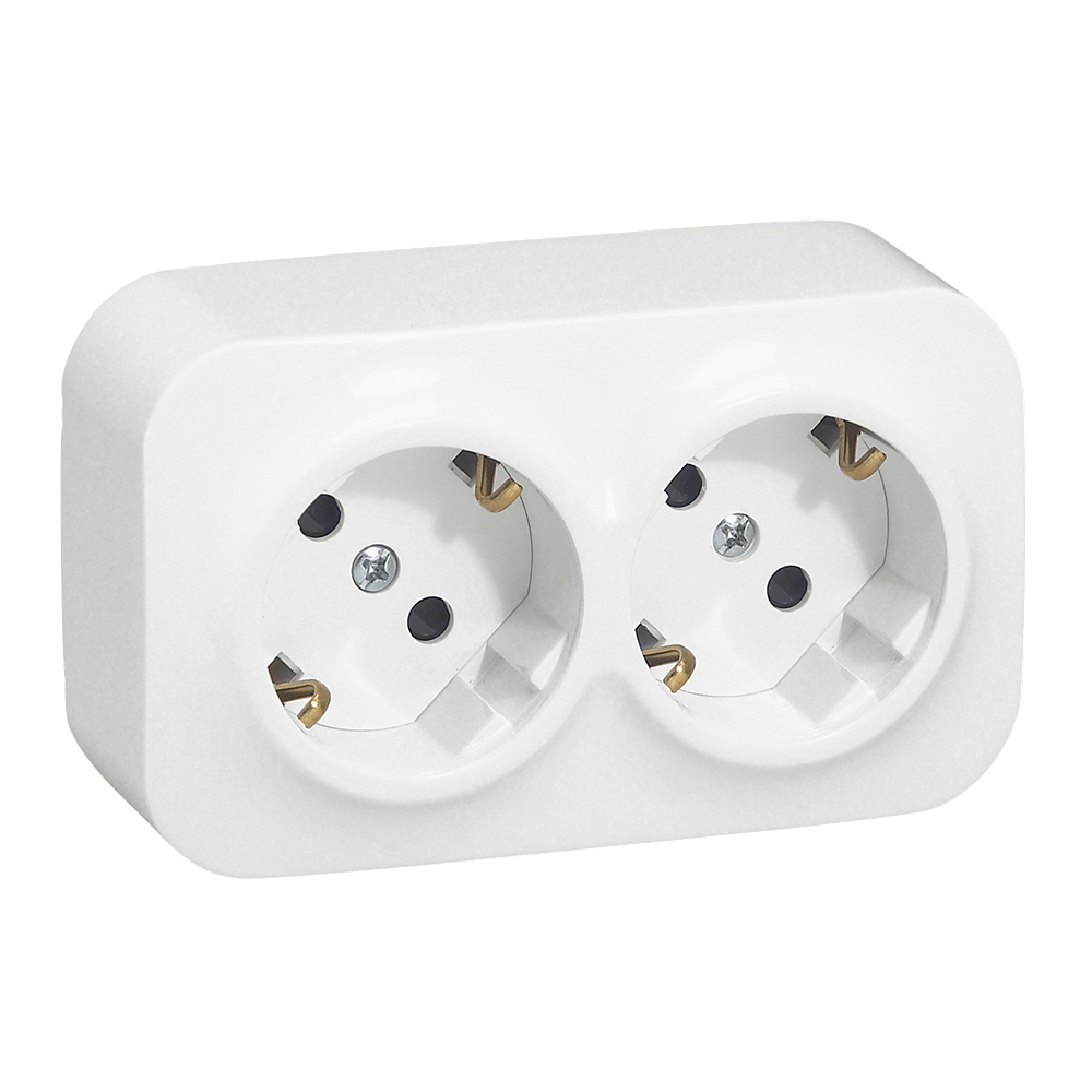 

Розетка Legrand 782233 Quteo - 2 x 2К+З без шторок, 16 A, 250 В~, IP 20, белый, 782233