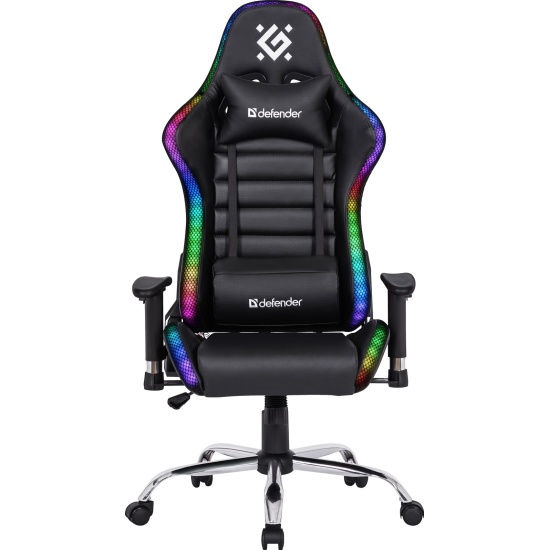 

Кресло Defender Ultimate 64355 игровое, черное, полиуретан высокой плотности, RGB-подсветка, газпатрон 3кл, ролики 60мм, механизм качания, Ultimate