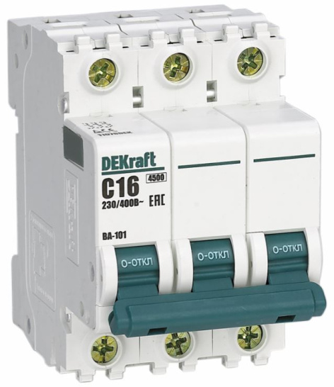 Изображение товара Автоматический выключатель DEKraft 11226DEK серии ВА-101 3 полюса 5А IP20