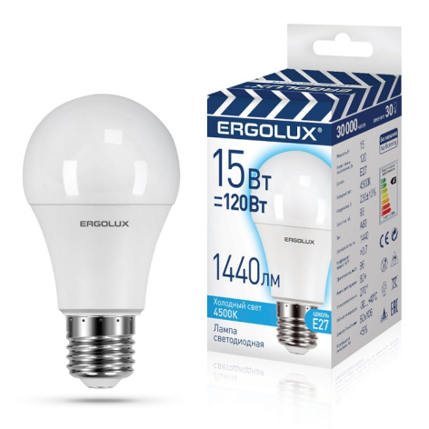 фото Лампа светодиодная ERGOLUX LED-A60-15W-E27-4K в Перми
