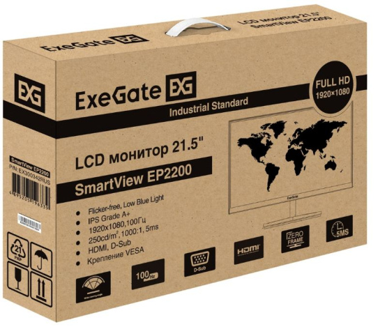 фото Монитор 21.5 " Exegate SmartView EP2200, Черный, [EX300342RUS]