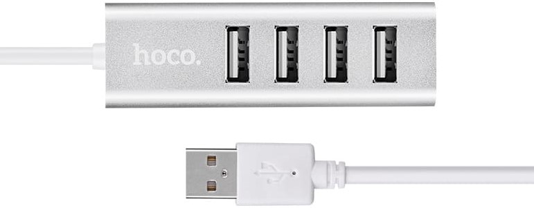 

Концентратор Hoco HB1 6957531038146 4*USB, серебристый, HB1