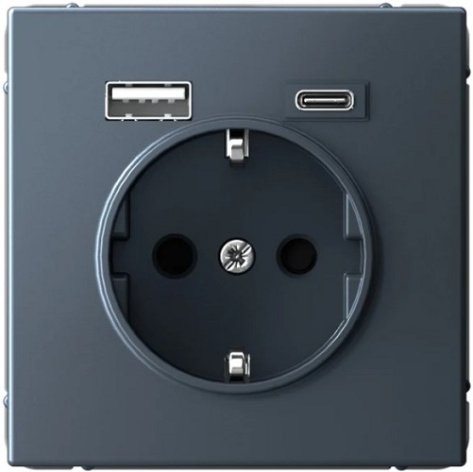 Изображение товара Розетка с заземлением и USB 2 порта Systeme Electric ArtGallery грифель