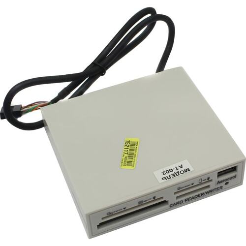 

Карт-ридер внутренний AeroCool АТ-002 белый, пластик CF/SM/MM/SD/MS в 3.5" отсек "56 in 1" + USB 2.0, АТ-002